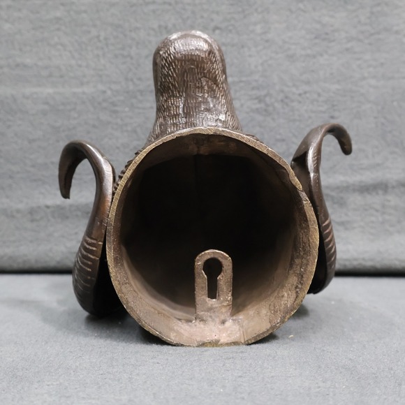 Solid Bronze Bighorn/Jacob Ram/Ewe Bust/ HEAD of ARIES w Horns Head Wall Mount - Picture 7 of 12